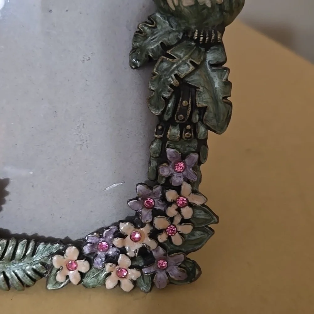 Floral Crystal and Enamel Toucan Picture Frame - Multicolor 3.75 x 5 Inches